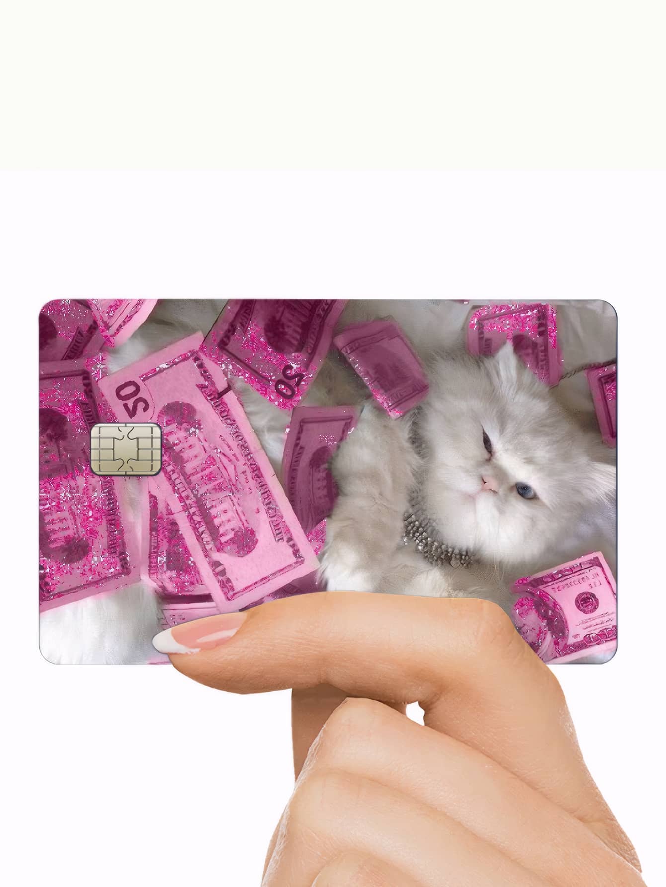 1pc/4pcs Elegant Pink Kitten Card Stickers, PVC Scratch-Resistant Durable Bank Card Skin Cover, Suitable For Credit/Debit Cards, Metro Cards, Student ID Cards, Personal Privacy Protection, Cool Decor