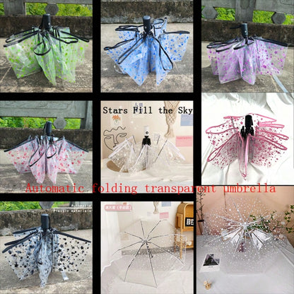 1pc 8-Rib Thickened PVC Transparent Folding Umbrella, Outdoor Photography Travel 3-Fold Umbrella, Suitable For School, Office, Home, Travel