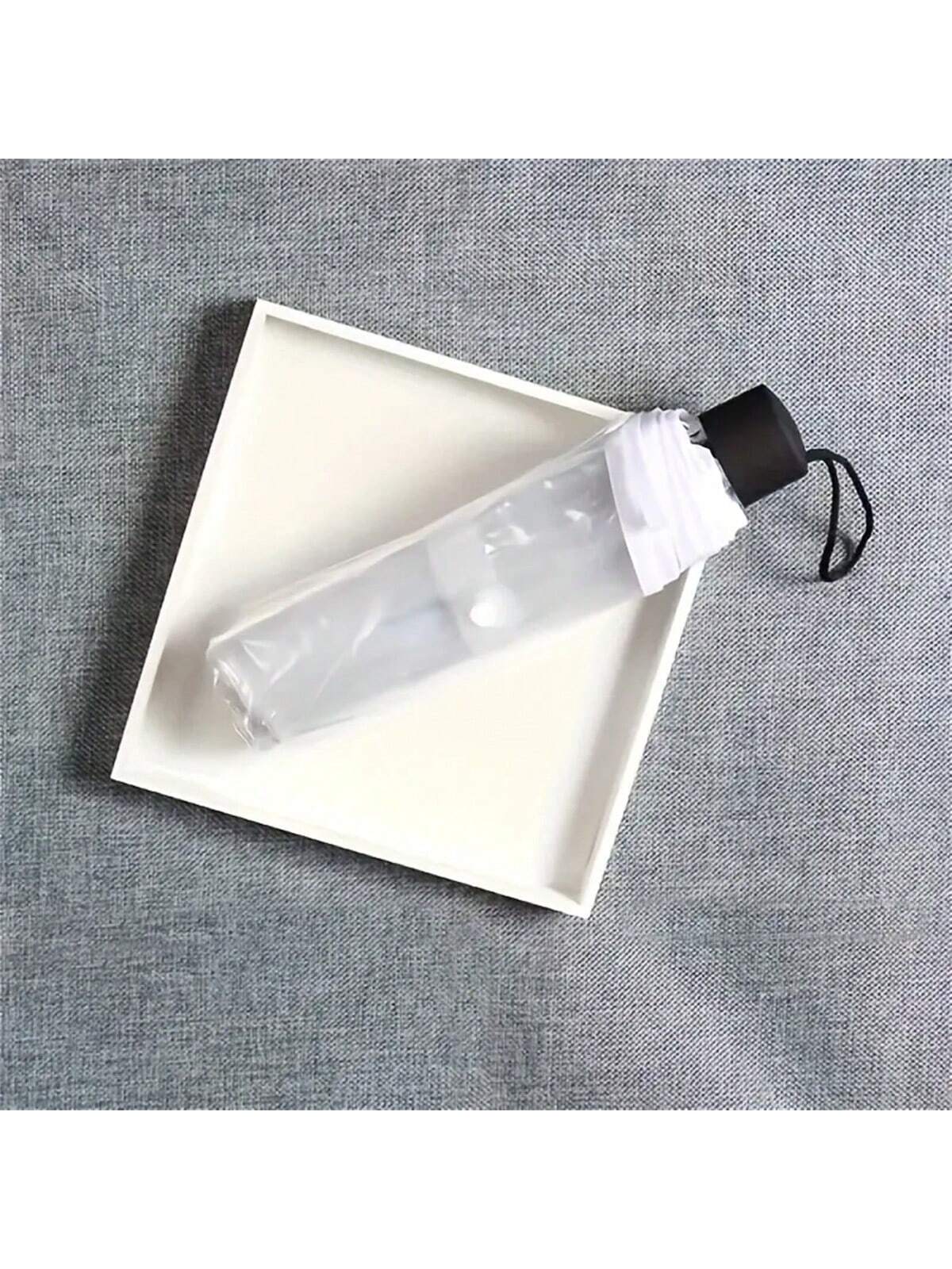 1pc 8-Rib Thickened PVC Transparent Folding Umbrella, Outdoor Photography Travel 3-Fold Umbrella, Suitable For School, Office, Home, Travel