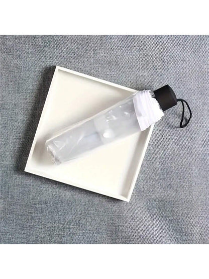 1pc 8-Rib Thickened PVC Transparent Folding Umbrella, Outdoor Photography Travel 3-Fold Umbrella, Suitable For School, Office, Home, Travel