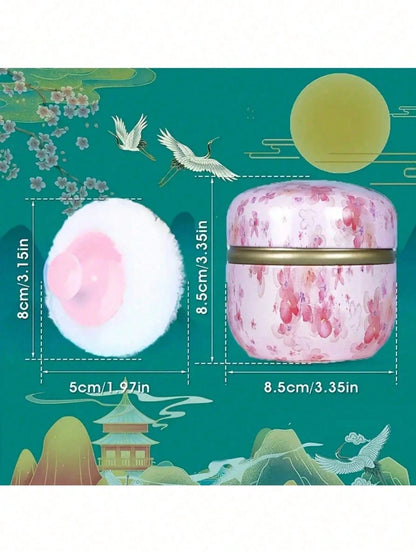 1pc 80g Powder Puff Compact (Powder Not Included), Suitable For Storing Loose Powder, Talcum …Powder, Etc. Puff And Compact Suitable For Bathing And Travel Use, Ideal As Christmas Gift, Holiday Gift