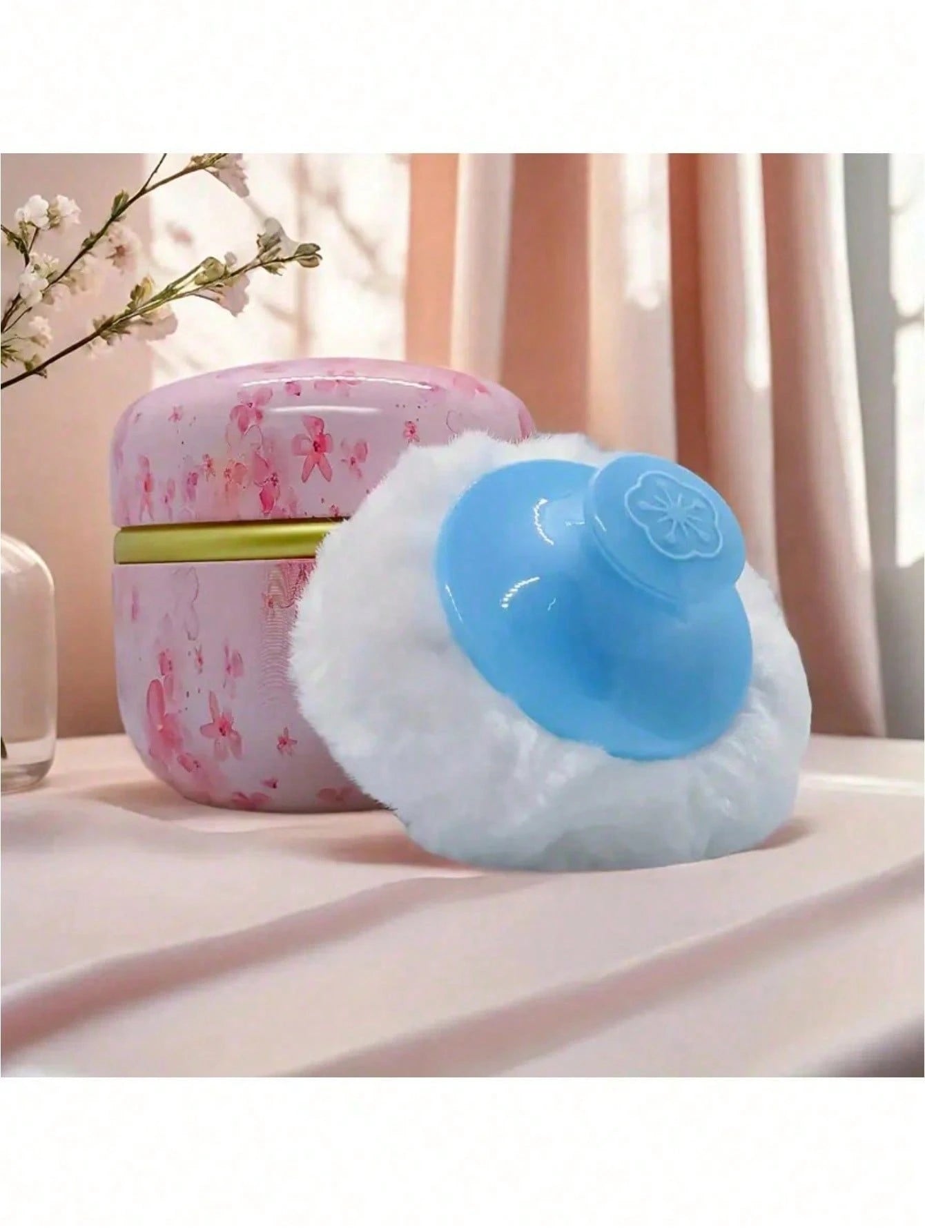 1pc 80g Powder Puff Compact (Powder Not Included), Suitable For Storing Loose Powder, Talcum …Powder, Etc. Puff And Compact Suitable For Bathing And Travel Use, Ideal As Christmas Gift, Holiday Gift