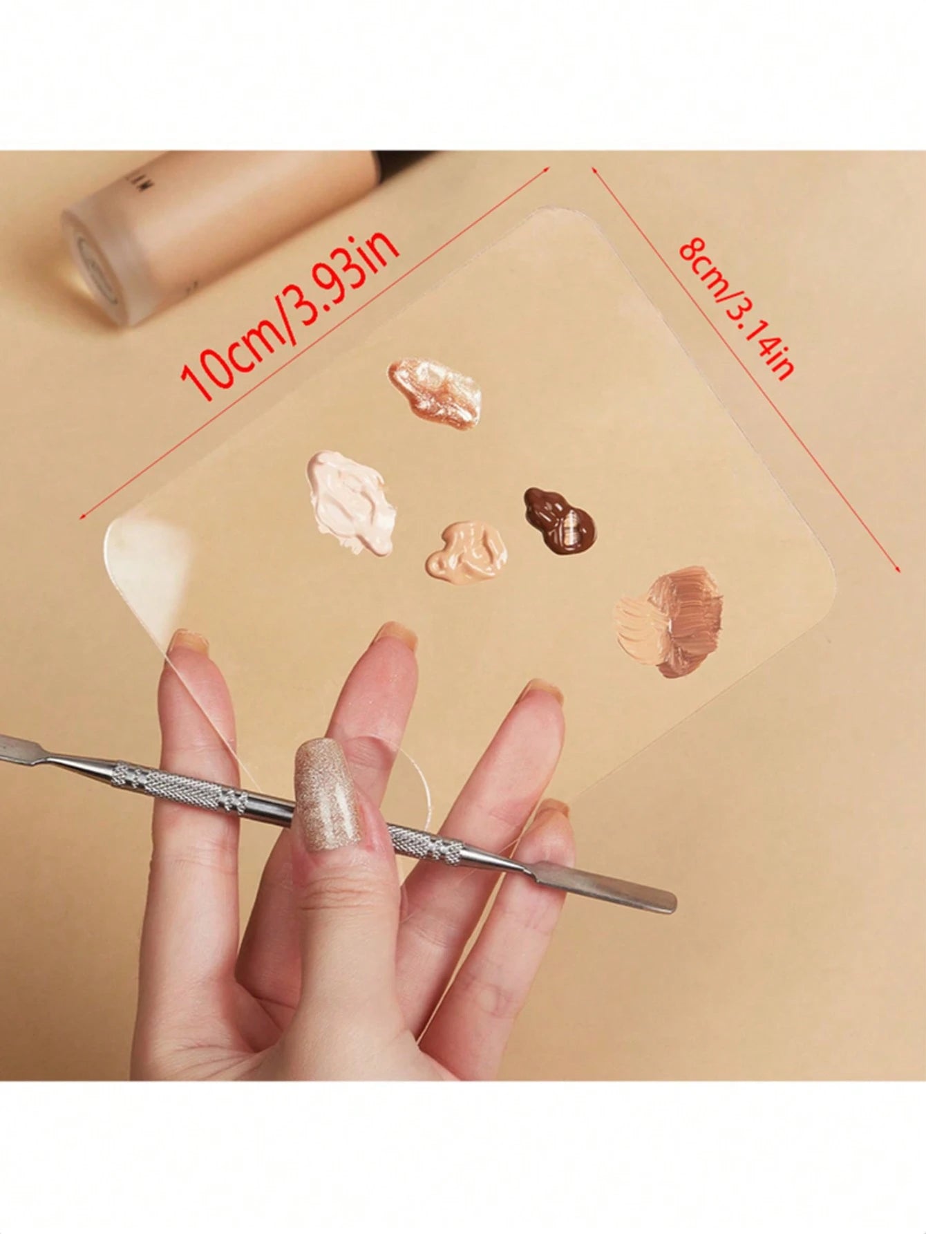 1pc Acrylic Cosmetic Palette With Hole, Transparent Makeup Mixing Palette,Makeup,Cheap,Room Decor,Vanity,Travel,Bedroom,Makeup Accessories,Cheap,Stocking Stuffers,Makeup,Makeup Tools,Cheap Stuff,Gifts