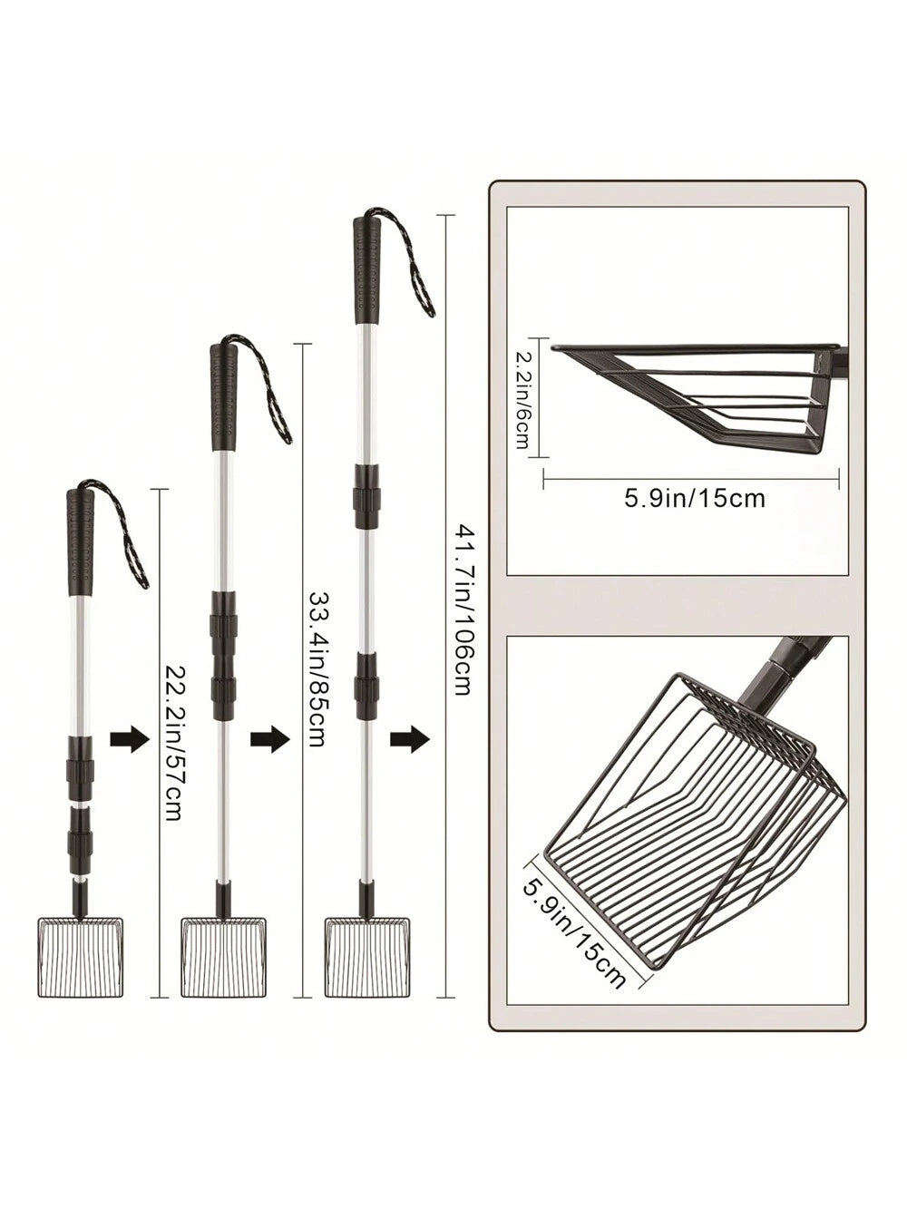 1pc Adjustable Cleaner, 3-In-1 Sieve Shovel, For Removing Poultry Droppings, Non-Stick Metal Shovel, Easily Sift Bedding, Sand And Wood Shavings