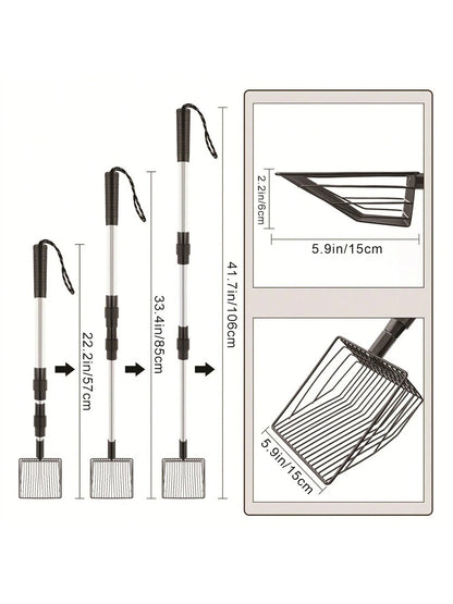 1pc Adjustable Cleaner, 3-In-1 Sieve Shovel, For Removing Poultry Droppings, Non-Stick Metal Shovel, Easily Sift Bedding, Sand And Wood Shavings