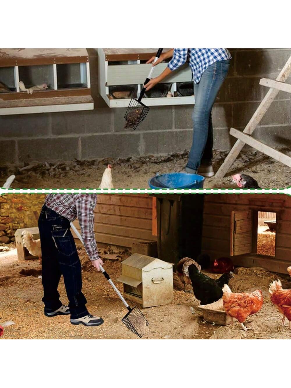 1pc Adjustable Cleaner, 3-In-1 Sieve Shovel, For Removing Poultry Droppings, Non-Stick Metal Shovel, Easily Sift Bedding, Sand And Wood Shavings