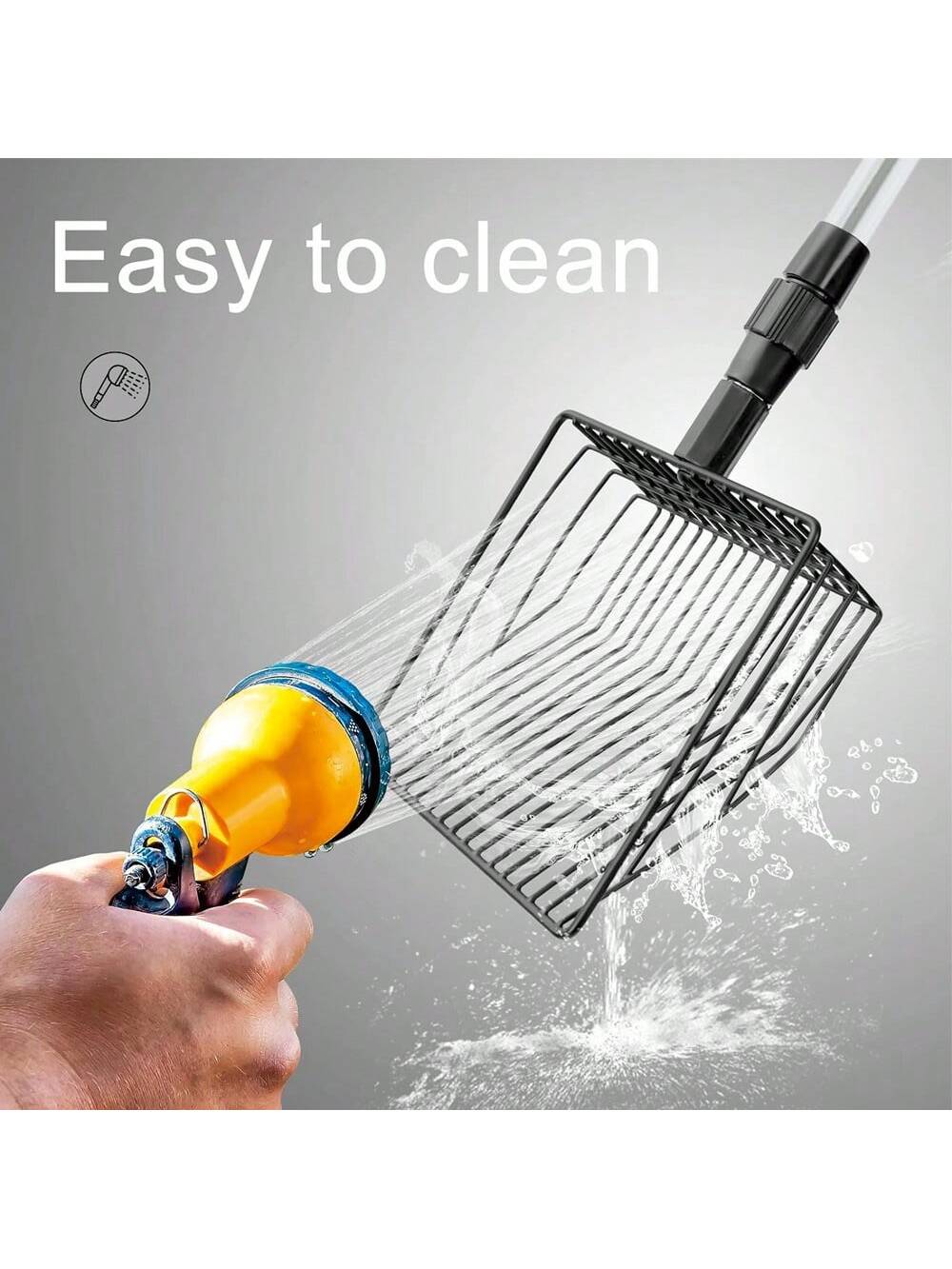 1pc Adjustable Cleaner, 3-In-1 Sieve Shovel, For Removing Poultry Droppings, Non-Stick Metal Shovel, Easily Sift Bedding, Sand And Wood Shavings