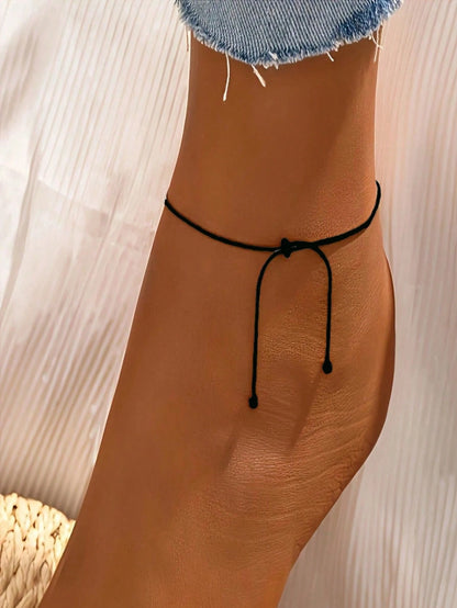 1pc Adjustable Fashion Minimalist Snake Bone Anklet, Suitable For Daily Wear Or Party Jewelry