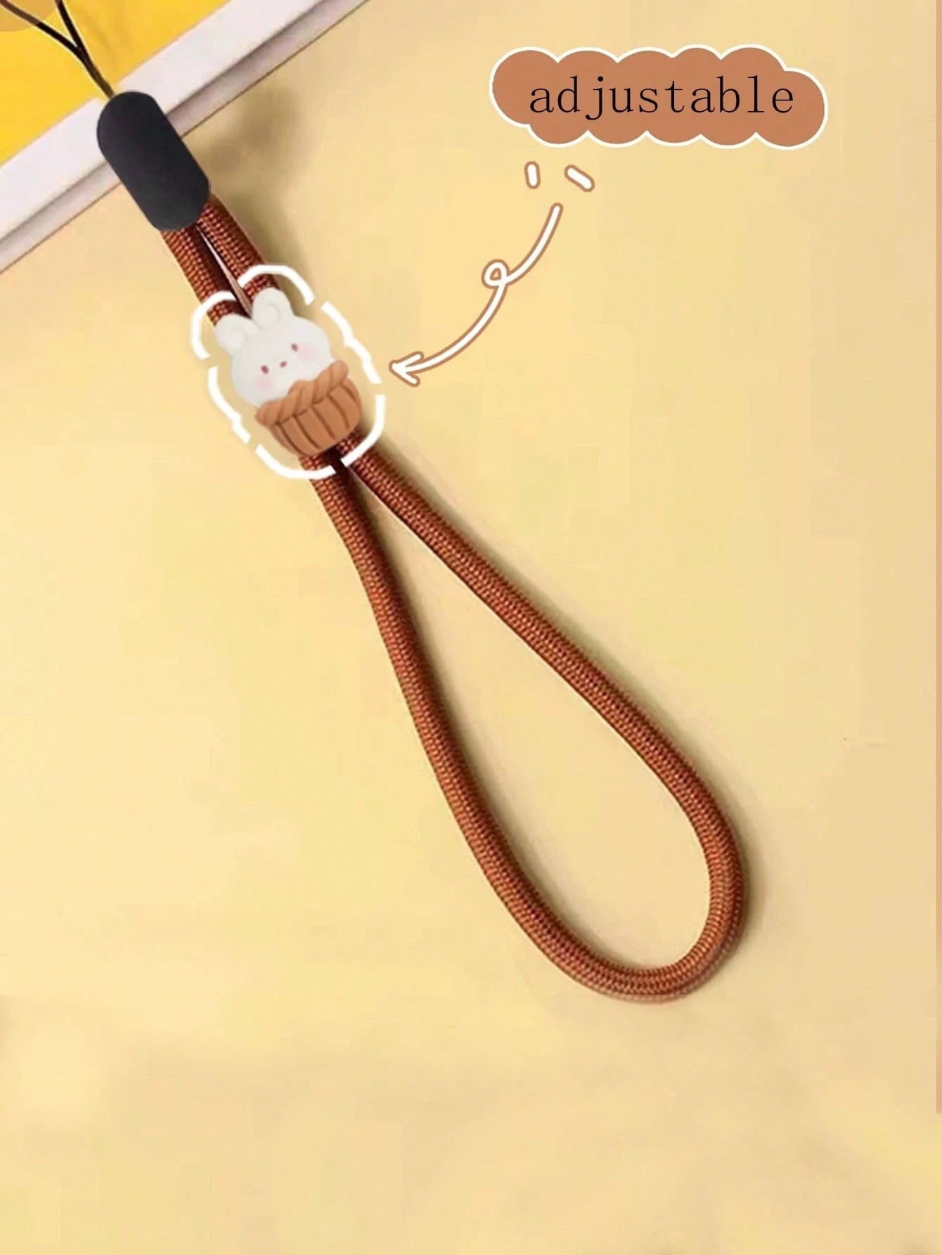 1pc Adjustable Lanyard Strap With Cute Cat Paw & Rabbit Charms, Suitable For Mobile Phone, Key, Earphone, Camera, Bag Decoration