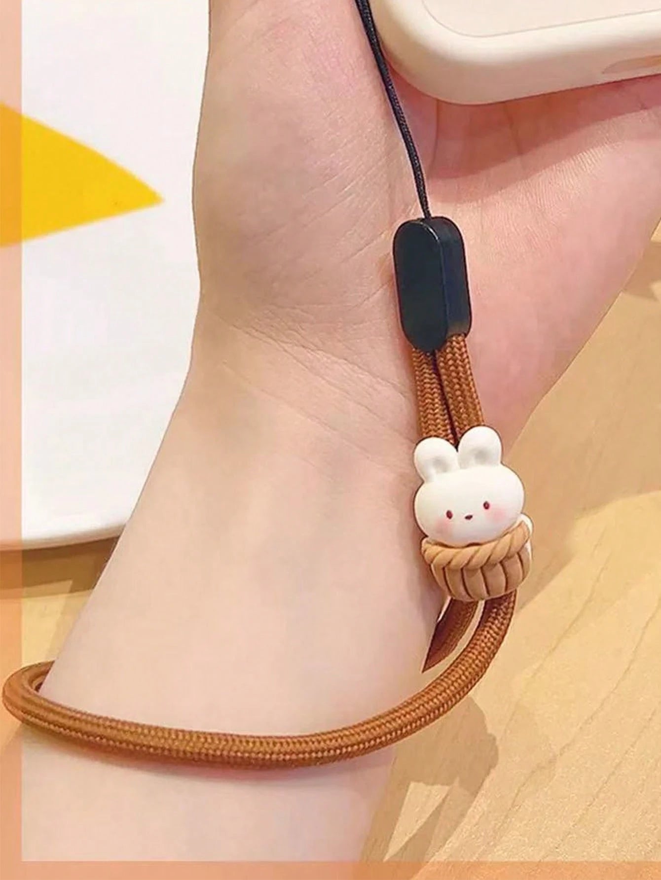 1pc Adjustable Lanyard Strap With Cute Cat Paw & Rabbit Charms, Suitable For Mobile Phone, Key, Earphone, Camera, Bag Decoration