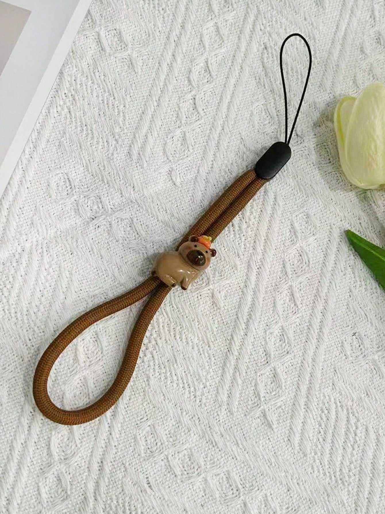 1pc Adjustable Lanyard Strap With Cute Cat Paw & Rabbit Charms, Suitable For Mobile Phone, Key, Earphone, Camera, Bag Decoration