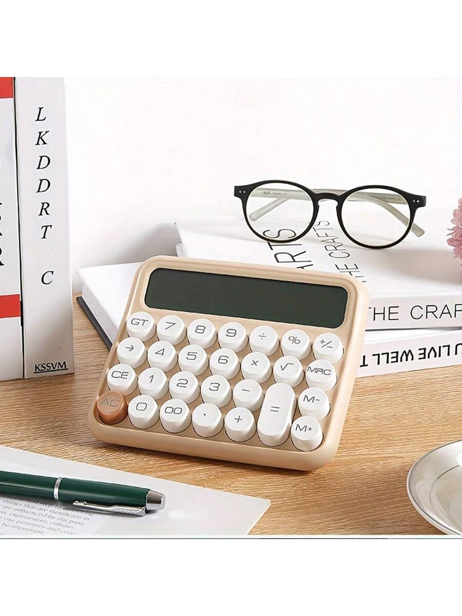 1pc, Aesthetic Calculator Desktop 12 Digit With Large LCD Display, Candy Color Calculator Big Buttons, Sensitive Buttons, Calculator Office, Flexible Keyboard Calculator<Shipment Without Battery> Back