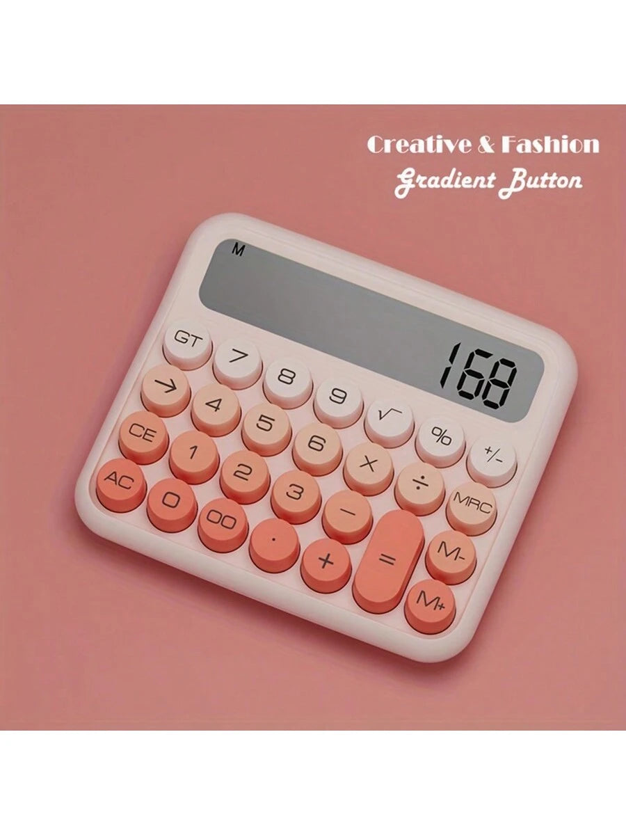 1pc, Aesthetic Calculator Desktop 12 Digit With Large LCD Display, Candy Color Calculator Big Buttons, Sensitive Buttons, Calculator Office, Flexible Keyboard Calculator<Shipment Without Battery> Back