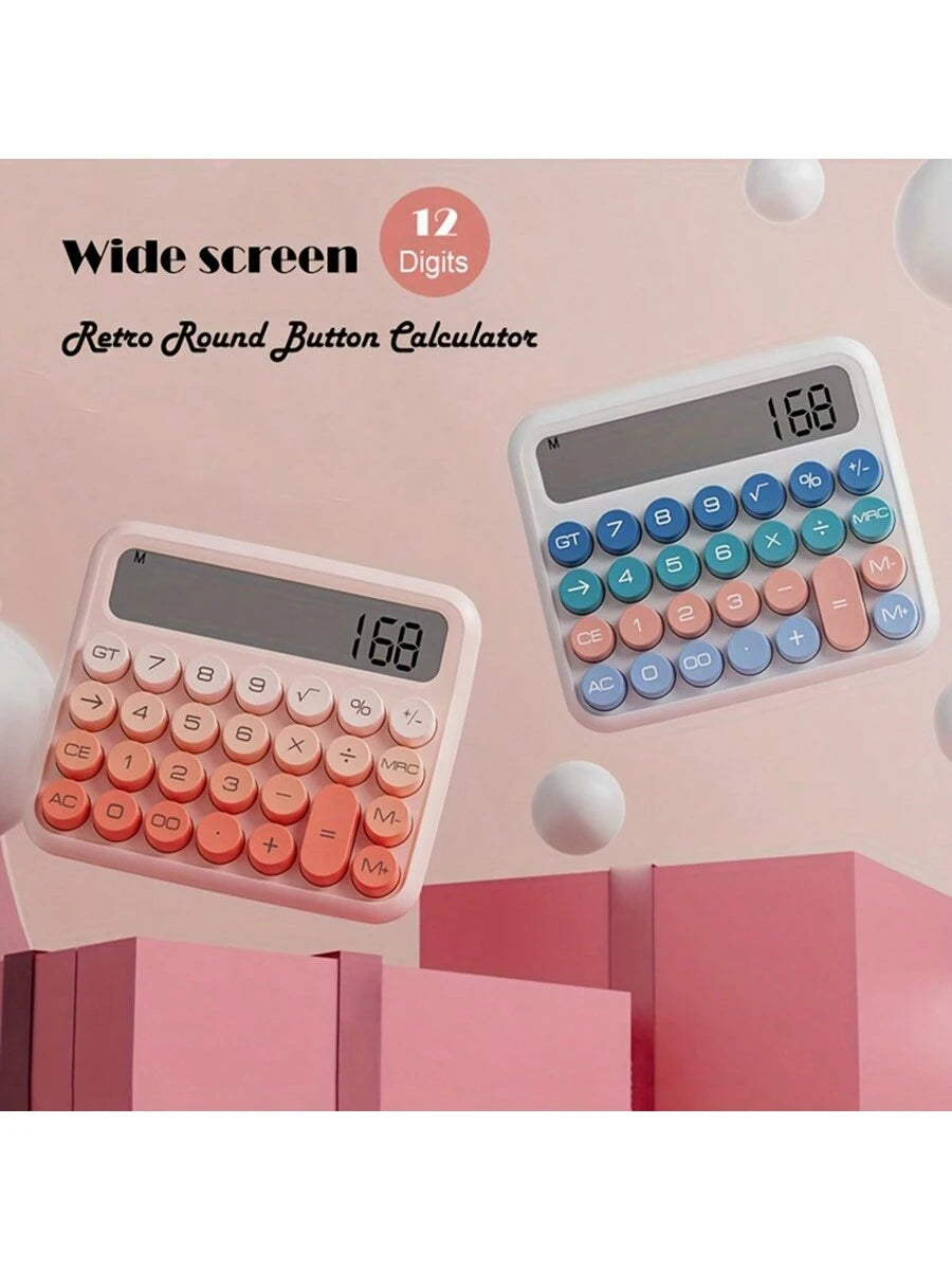 1pc, Aesthetic Calculator Desktop 12 Digit With Large LCD Display, Candy Color Calculator Big Buttons, Sensitive Buttons, Calculator Office, Flexible Keyboard Calculator<Shipment Without Battery> Back