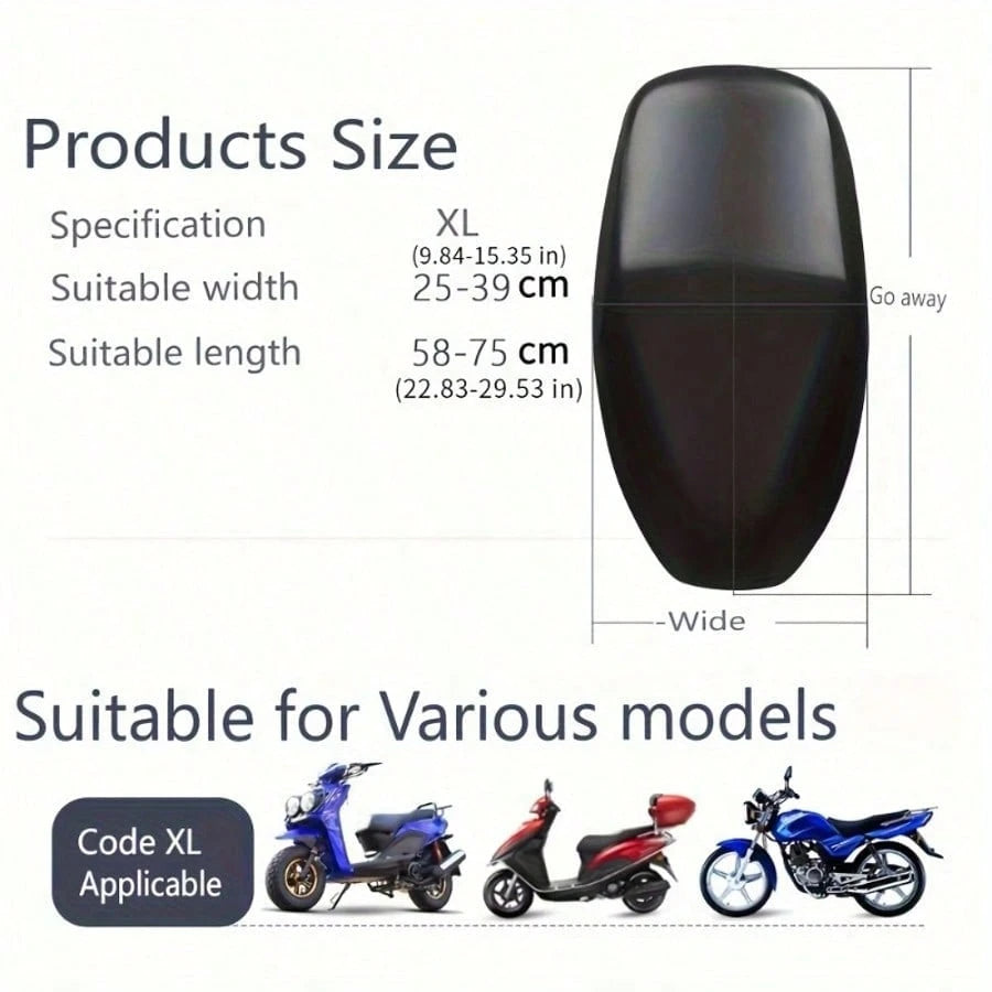 1pc All-Weather Motorcycle And Scooter Seat Cover, Waterproof, UV/Sun Protection, Black Glossy Thickened, With Elastic Edge And Adjustable Straps, Scooter Dedicated Thickened Rain Cover Sunshade, Dura