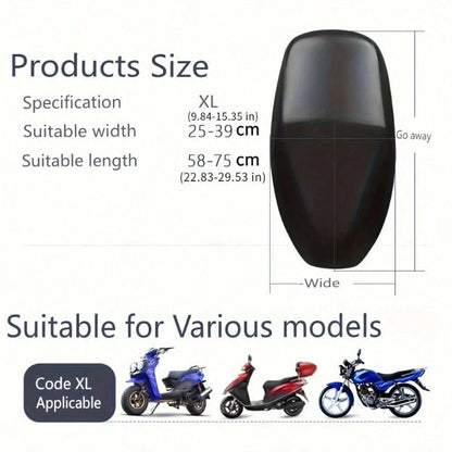 1pc All-Weather Motorcycle And Scooter Seat Cover, Waterproof, UV/Sun Protection, Black Glossy Thickened, With Elastic Edge And Adjustable Straps, Scooter Dedicated Thickened Rain Cover Sunshade, Dura