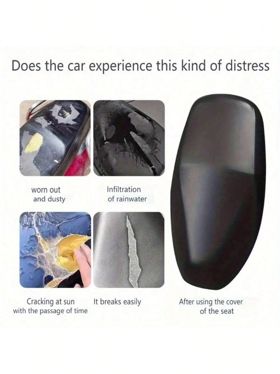 1pc All-Weather Motorcycle And Scooter Seat Cover, Waterproof, UV/Sun Protection, Black Glossy Thickened, With Elastic Edge And Adjustable Straps, Scooter Dedicated Thickened Rain Cover Sunshade, Dura