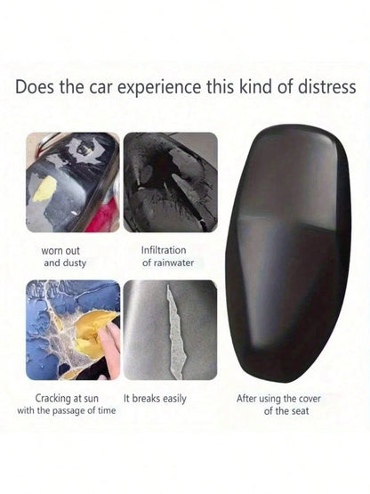 1pc All-Weather Motorcycle And Scooter Seat Cover, Waterproof, UV/Sun Protection, Black Glossy Thickened, With Elastic Edge And Adjustable Straps, Scooter Dedicated Thickened Rain Cover Sunshade, Dura