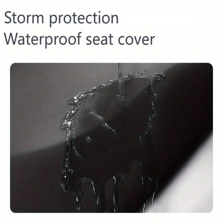1pc All-Weather Motorcycle And Scooter Seat Cover, Waterproof, UV/Sun Protection, Black Glossy Thickened, With Elastic Edge And Adjustable Straps, Scooter Dedicated Thickened Rain Cover Sunshade, Dura