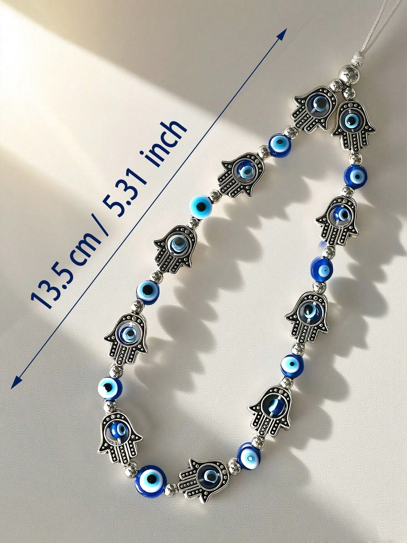1pc Alloy Blue Evil Eye Beaded Phone Lanyard, Suitable As Gift For Colleagues