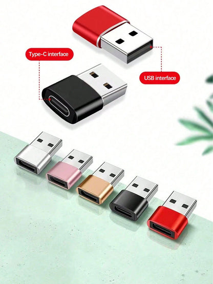 1pc Aluminum Alloy High-Glossy Type-C To USB Adapter, Compatible With Smartphones, Computers, Car Chargers, PD Data Cables, USB Hubs, Fast Charging Adapter
