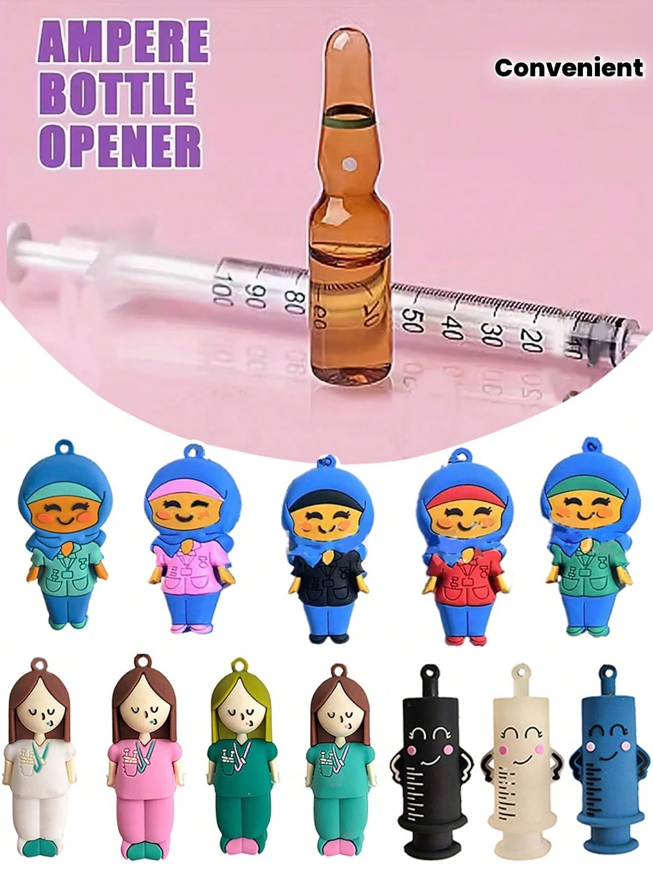 1pc Ampoule Opener Keychain, Syringe Shaped Cutter, Nurse/Doctor Ampoule Opening Assist Tool, Bottle Breaker- Can Be Used As A Keychain, Backpack Charm, Car Keychain, Bag Accessory Or Decoration. Sui