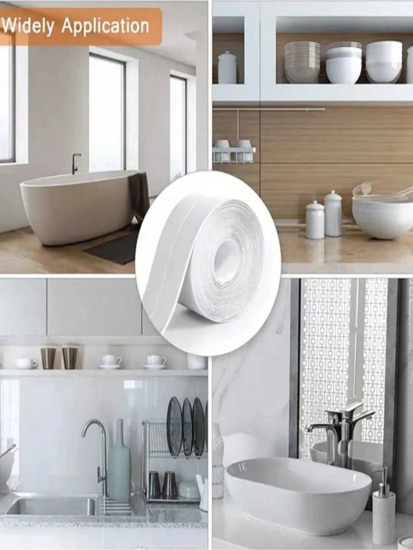 1pc Anti-Mold PVC Waterproof Sealing Tape, Self-Adhesive Sink Crack Sealing Tape, Kitchen & Bathroom Bathtub Edge Sealing Tape
