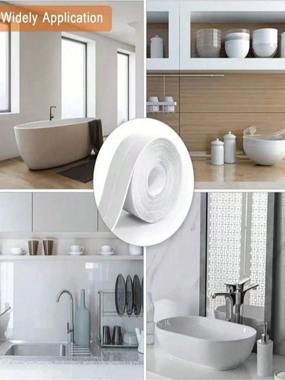 1pc Anti-Mold PVC Waterproof Sealing Tape, Self-Adhesive Sink Crack Sealing Tape, Kitchen & Bathroom Bathtub Edge Sealing Tape