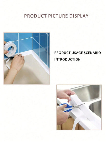 1pc Anti-Mold PVC Waterproof Sealing Tape, Self-Adhesive Sink Crack Sealing Tape, Kitchen & Bathroom Bathtub Edge Sealing Tape
