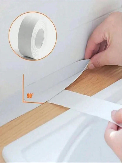1pc Anti-Mold PVC Waterproof Sealing Tape, Self-Adhesive Sink Crack Sealing Tape, Kitchen & Bathroom Bathtub Edge Sealing Tape