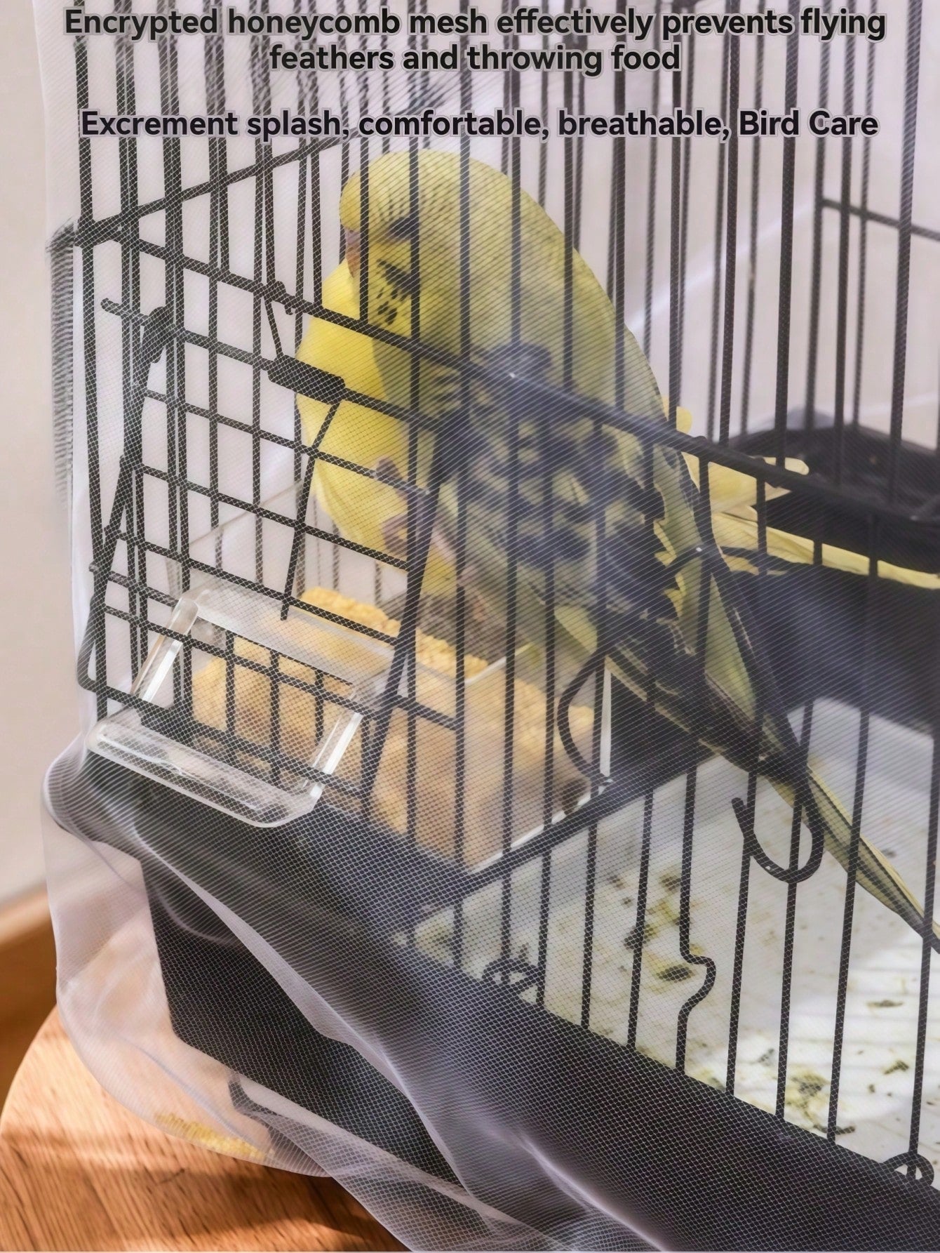 1pc Anti-Splash Shaping Mesh Cage Cover For Birds
