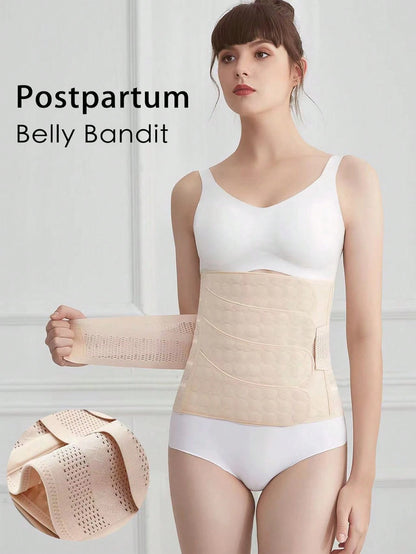 1pc Apricot-Color 4 Adjustable Fasteners Postpartum Belly Wrap, Suitable For Postpartum Mothers (Both Vaginal And Cesarean Delivery) To Wear For Tummy Control
