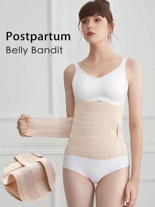 1pc Apricot-Color 4 Adjustable Fasteners Postpartum Belly Wrap, Suitable For Postpartum Mothers (Both Vaginal And Cesarean Delivery) To Wear For Tummy Control
