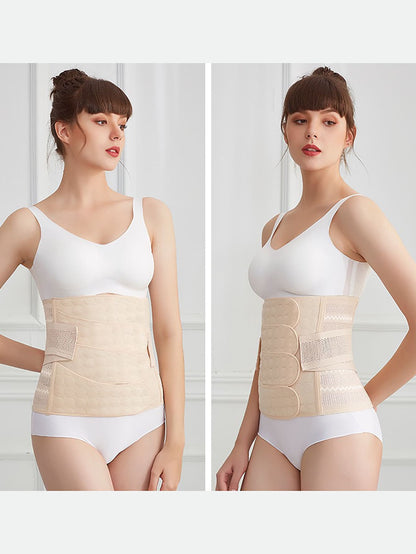 1pc Apricot-Color 4 Adjustable Fasteners Postpartum Belly Wrap, Suitable For Postpartum Mothers (Both Vaginal And Cesarean Delivery) To Wear For Tummy Control