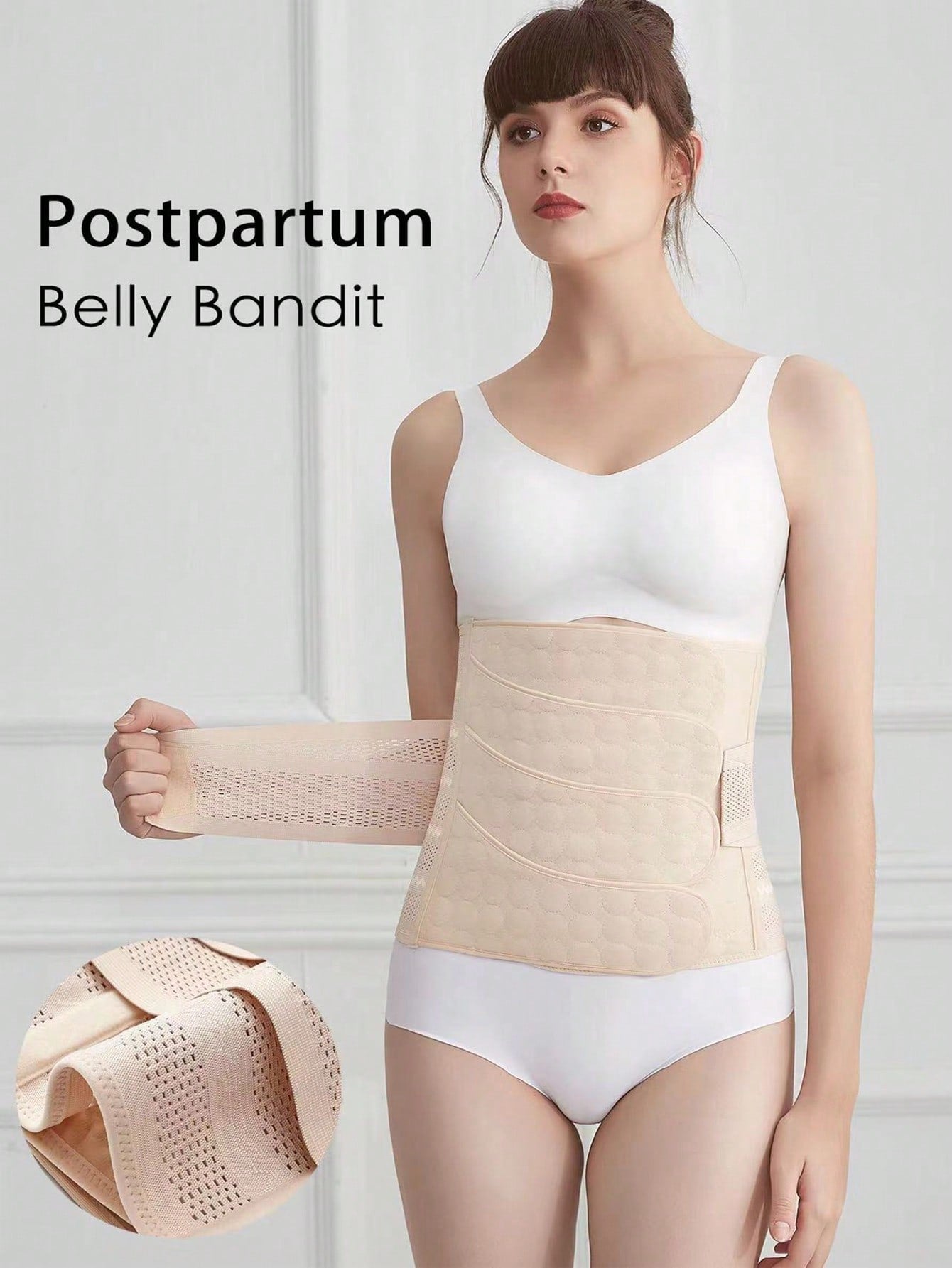 1pc Apricot-Color 4 Adjustable Fasteners Postpartum Belly Wrap, Suitable For Postpartum Mothers (Both Vaginal And Cesarean Delivery) To Wear For Tummy Control