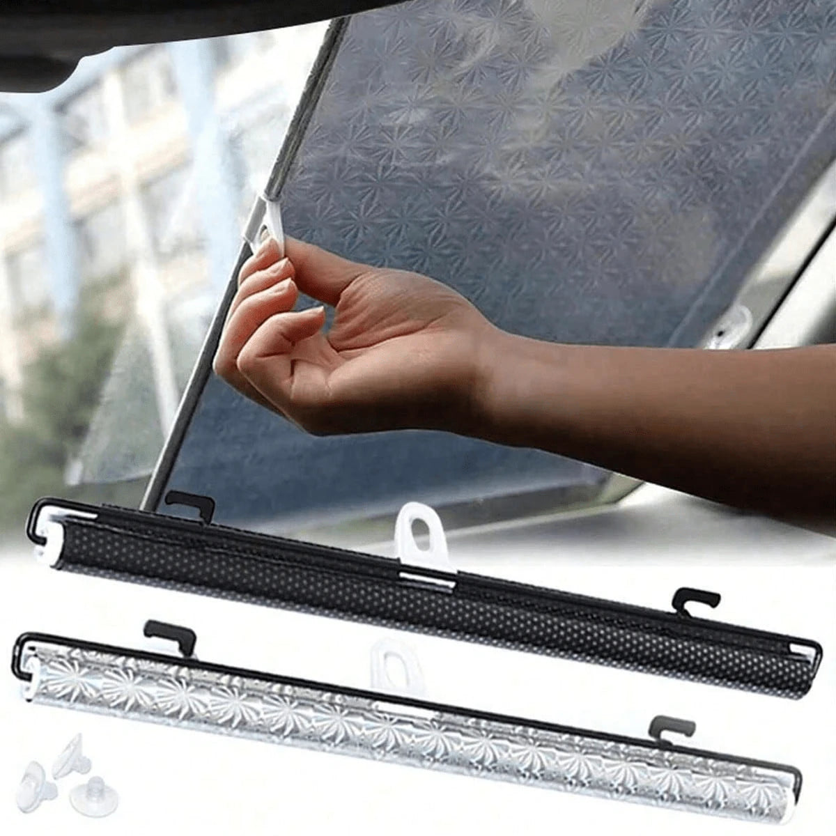 1pc Auto Retractable Car Sunshade, PVC Insulated Roll-Up Sun Protector, Car Adsorption Shade Light Shield- Anti-UV & Heat Insulation Curtain, Easy Sticker Installation, Suitable For Most Models, Heat