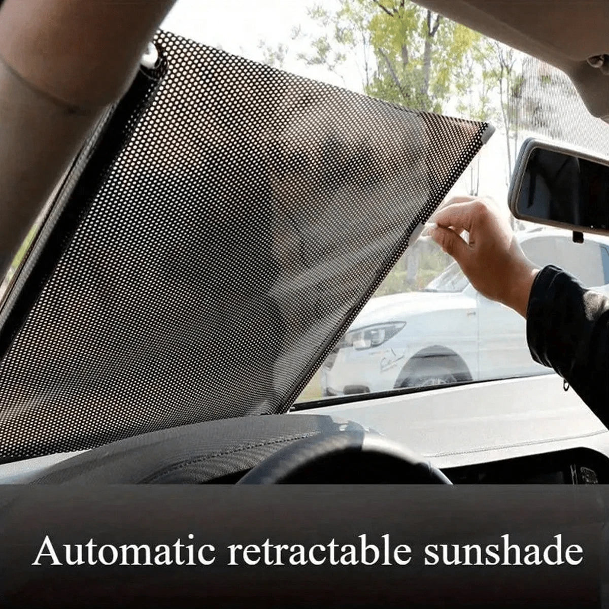 1pc Auto Retractable Car Sunshade, PVC Insulated Roll-Up Sun Protector, Car Adsorption Shade Light Shield- Anti-UV & Heat Insulation Curtain, Easy Sticker Installation, Suitable For Most Models, Heat