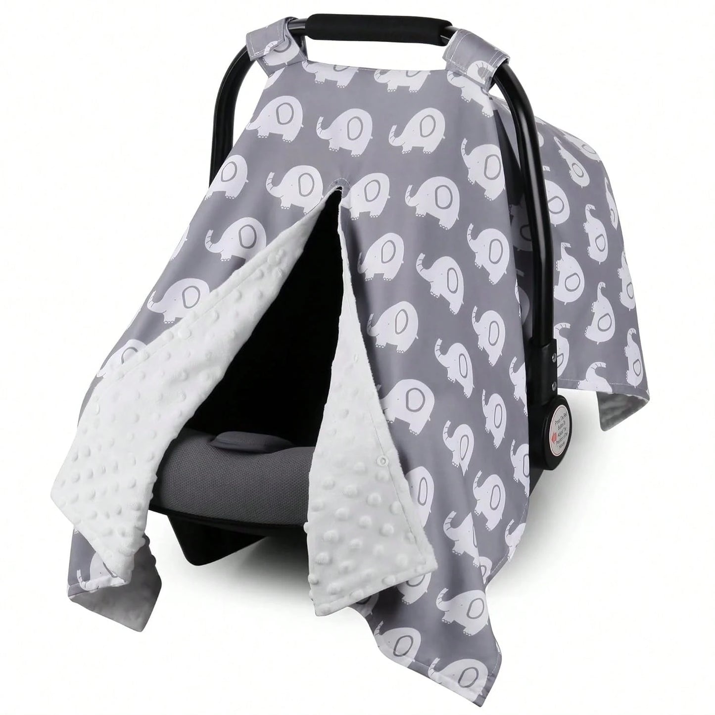 1pc Baby Car Seat Canopy, Super Soft Plush Car Seat Cover With Peekaboo Hole, Convenient For Nursing, Also Can Be Used As A Soft Blanket For Infants And Toddlers