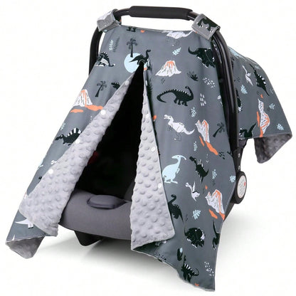 1pc Baby Car Seat Canopy, Super Soft Plush Car Seat Cover With Peekaboo Hole, Convenient For Nursing, Also Can Be Used As A Soft Blanket For Infants And Toddlers