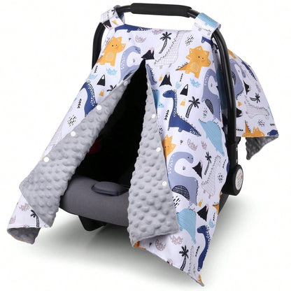 1pc Baby Car Seat Canopy, Super Soft Plush Car Seat Cover With Peekaboo Hole, Convenient For Nursing, Also Can Be Used As A Soft Blanket For Infants And Toddlers