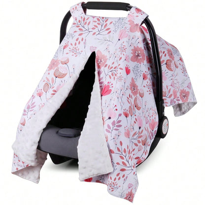 1pc Baby Car Seat Canopy, Super Soft Plush Car Seat Cover With Peekaboo Hole, Convenient For Nursing, Also Can Be Used As A Soft Blanket For Infants And Toddlers