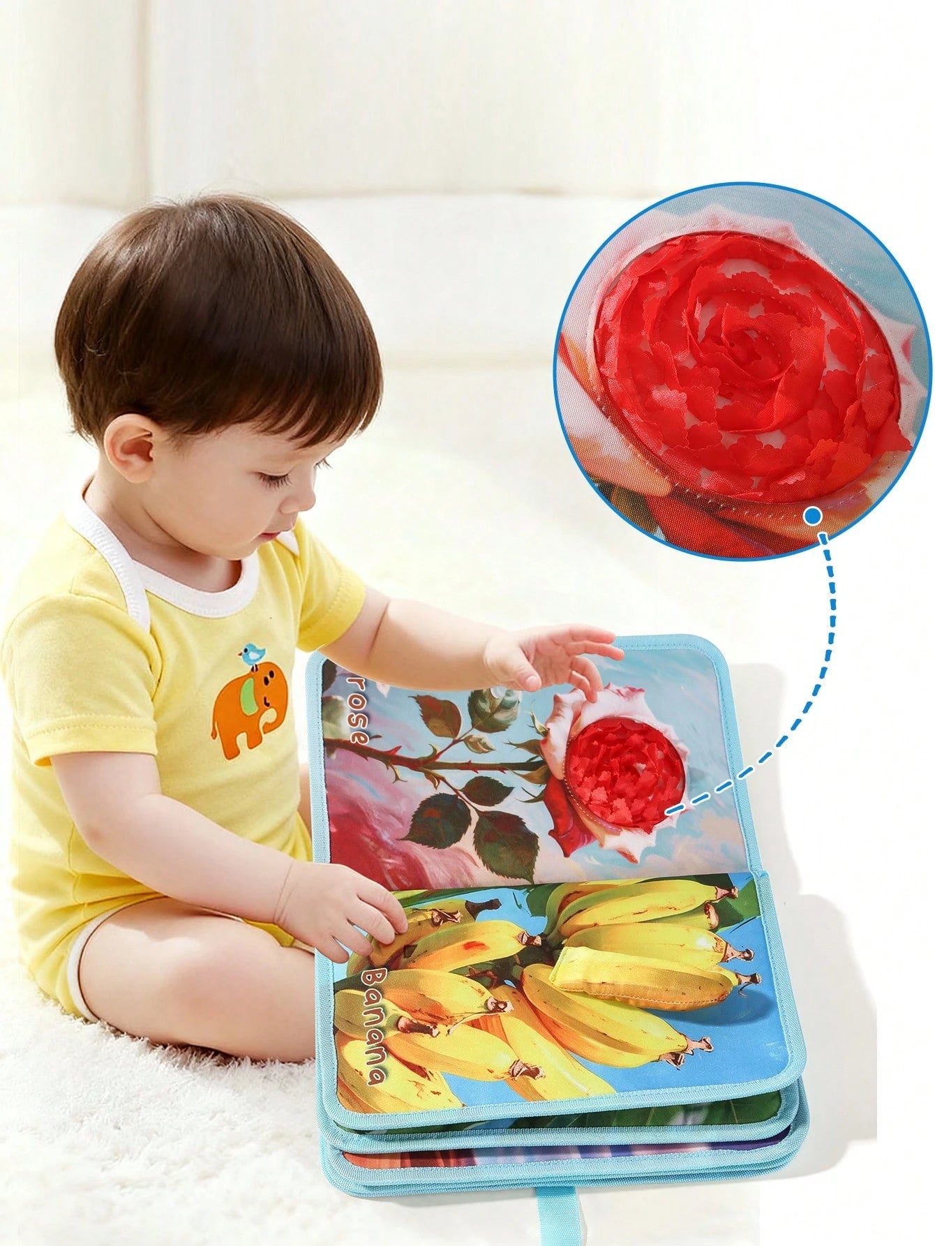 1pc Baby Educational Sensory Fruit & Plant Touch And Feel Book, Montessori-Inspired Realistic Fabric Interactive Cognition Book For Boys & Girls, Back To School, Halloween, Christmas Gift, Baby Toy, C
