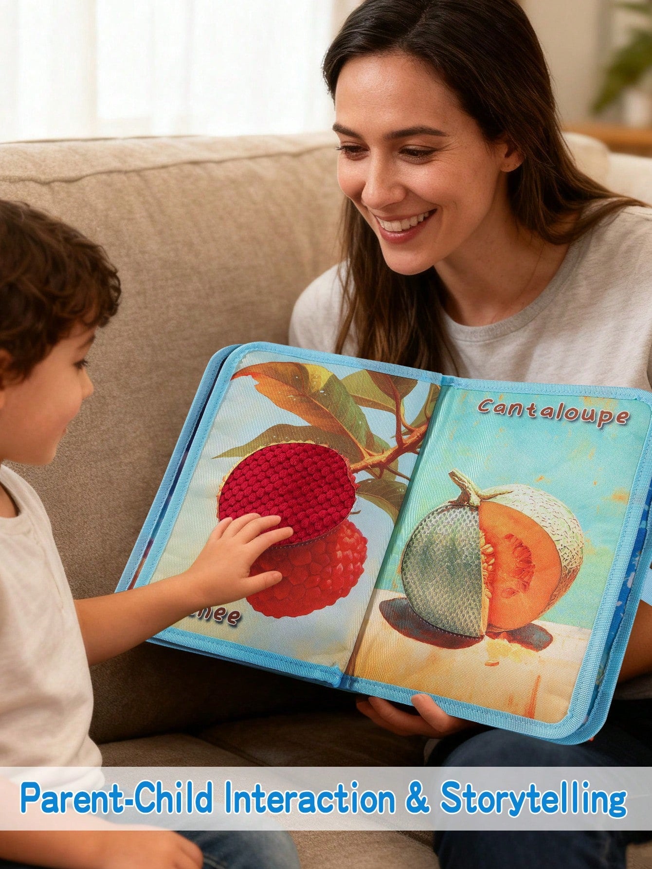 1pc Baby Educational Sensory Fruit & Plant Touch And Feel Book, Montessori-Inspired Realistic Fabric Interactive Cognition Book For Boys & Girls, Back To School, Halloween, Christmas Gift, Baby Toy, C