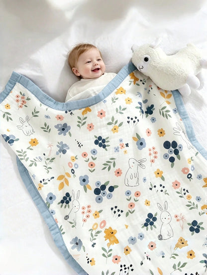 1pc Baby Gauze Blanket Neutral Boy Girl Bath Towel Super Soft Baby Bed Blanket Receiving Blanket Newborn Toddler Stroller Blanket Crib Blanket With Animal Print And Soothing Bumps