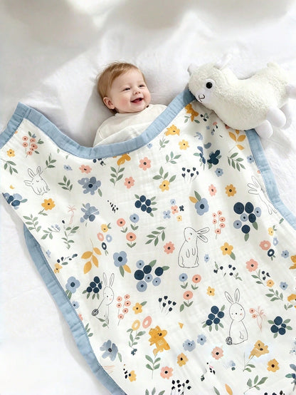 1pc Baby Gauze Blanket Neutral Boy Girl Bath Towel Super Soft Baby Bed Blanket Receiving Blanket Newborn Toddler Stroller Blanket Crib Blanket With Animal Print And Soothing Bumps