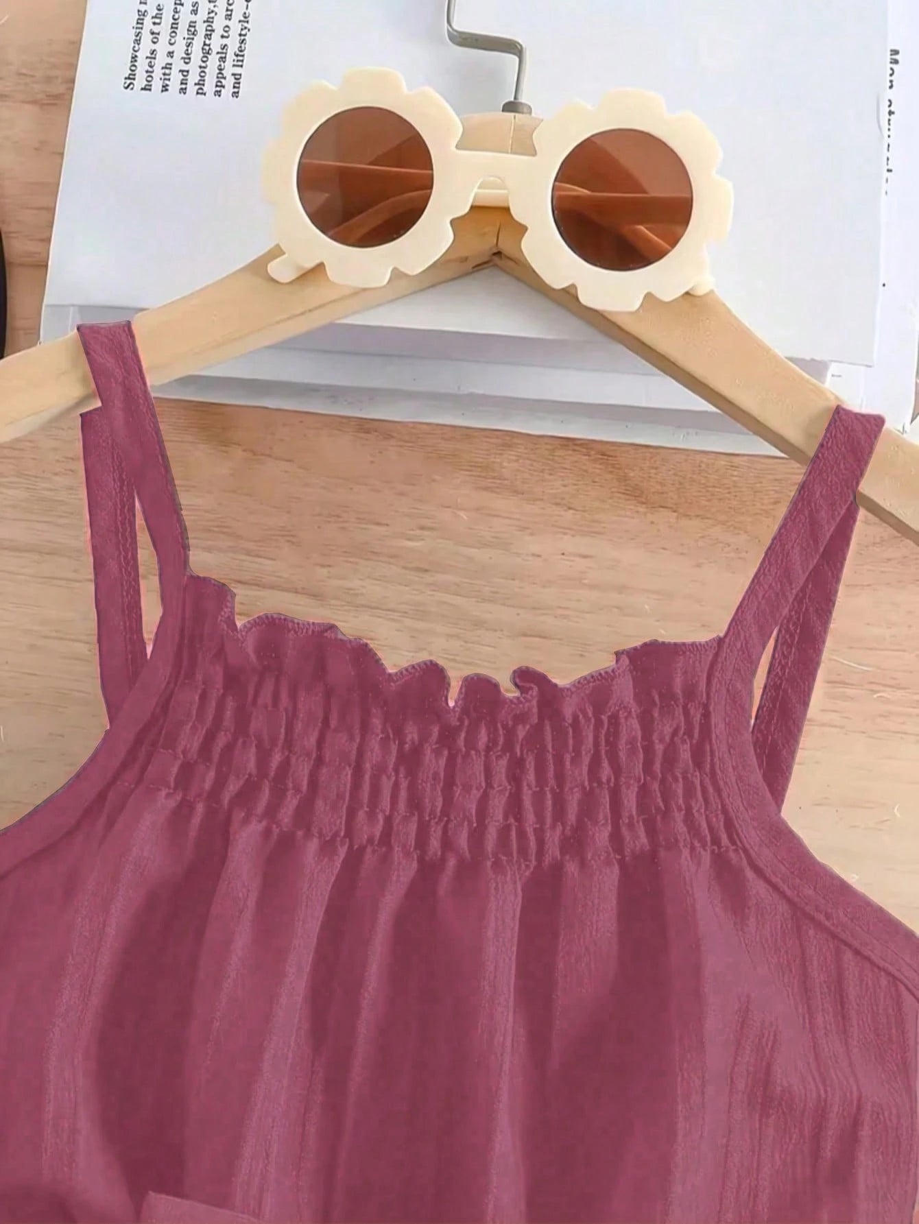 1pc Baby Girls' Summer Romper- Lightweight Sleeveless With Ruffle Shoulder Bow & Waist Belt Detail, Solid Pink, Breathable Casual Outfit, Suitable For Infant & Toddler| Sleeveless Baby Bodysuit| Te