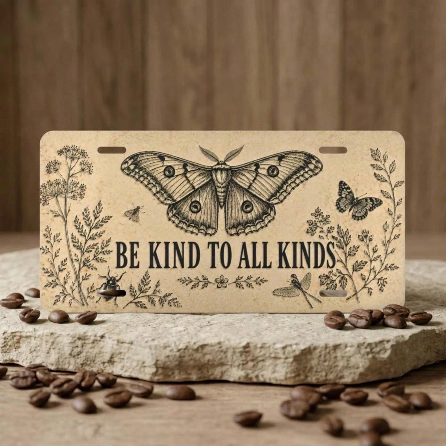 1Pc Be Kind To All Kinds Plate, Front License Plate, Insect Bug Lover Friends Kindness To All Creatures Aluminum License Plate Car Tag