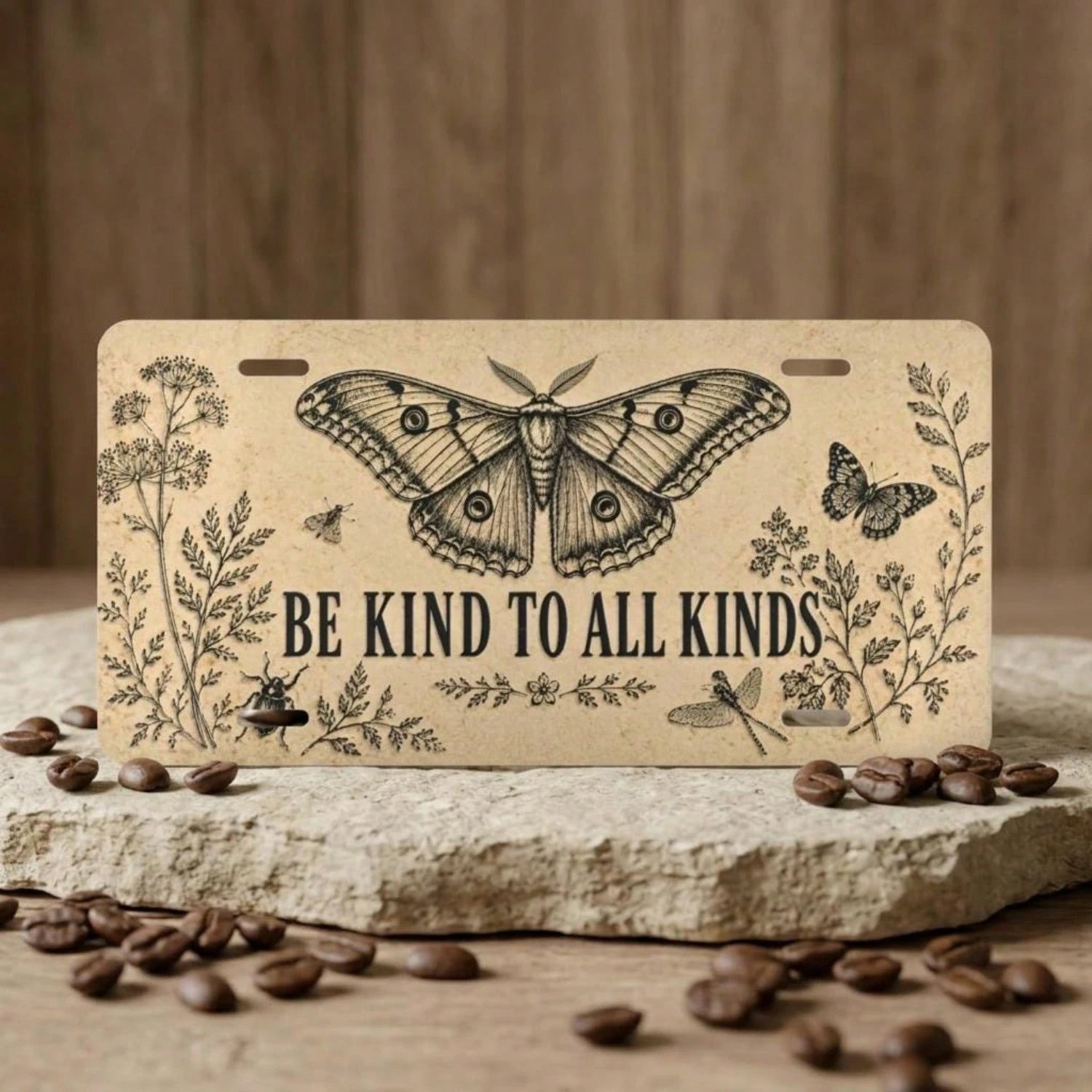1Pc Be Kind To All Kinds Plate, Front License Plate, Insect Bug Lover Friends Kindness To All Creatures Aluminum License Plate Car Tag