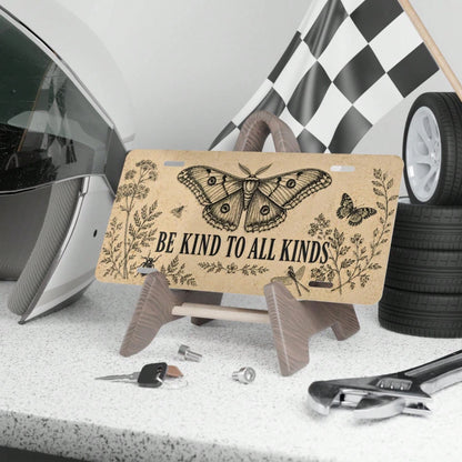 1Pc Be Kind To All Kinds Plate, Front License Plate, Insect Bug Lover Friends Kindness To All Creatures Aluminum License Plate Car Tag