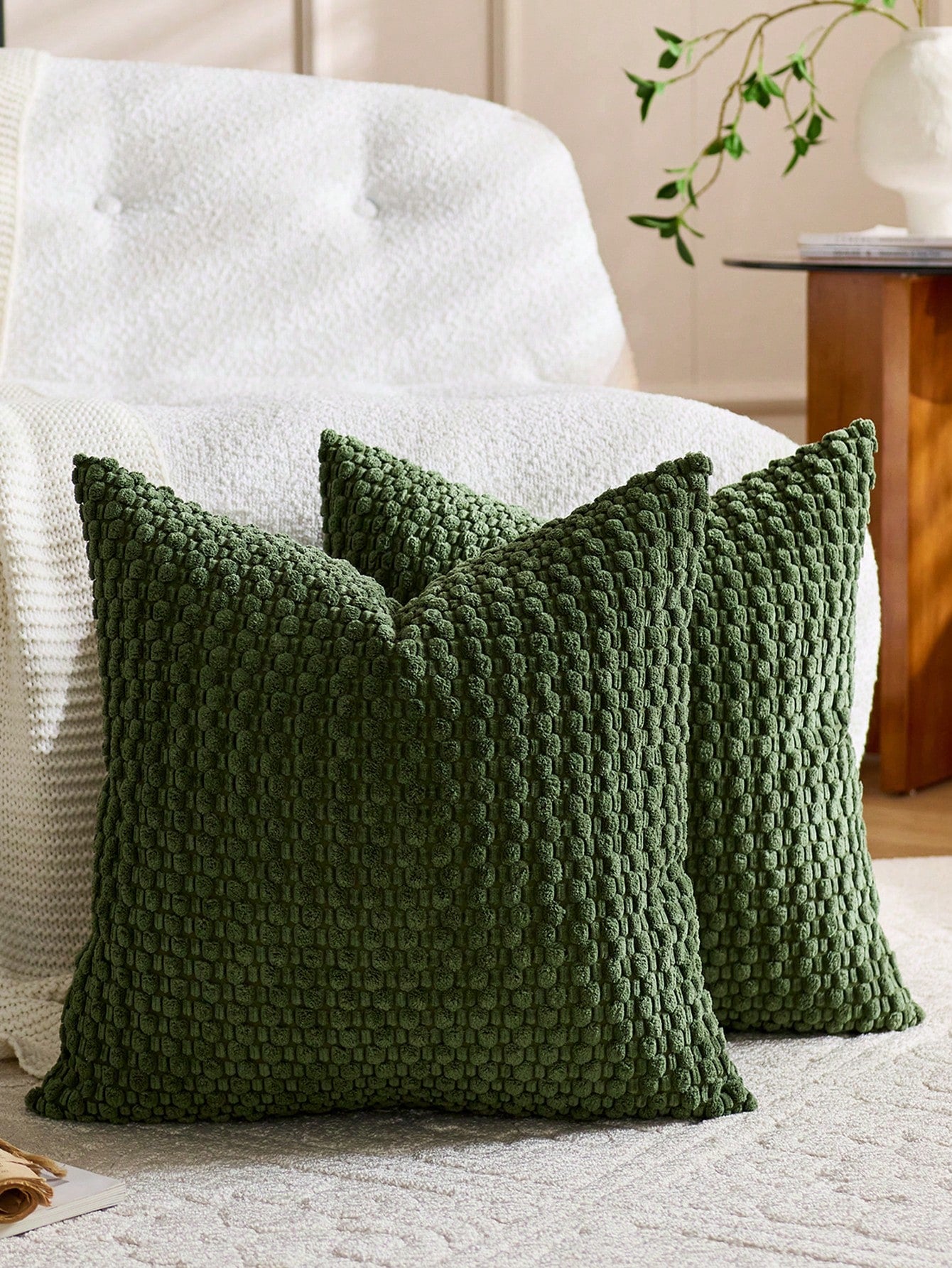 1pc Beige Bohemian Striped Throw Pillow Cover (Pillow Insert Not Included), Soft Plush Corduroy Solid Color Decorative Square Pillow Sham, Suitable For Holiday, Sofa, Bedroom, Bed, All Seasons
